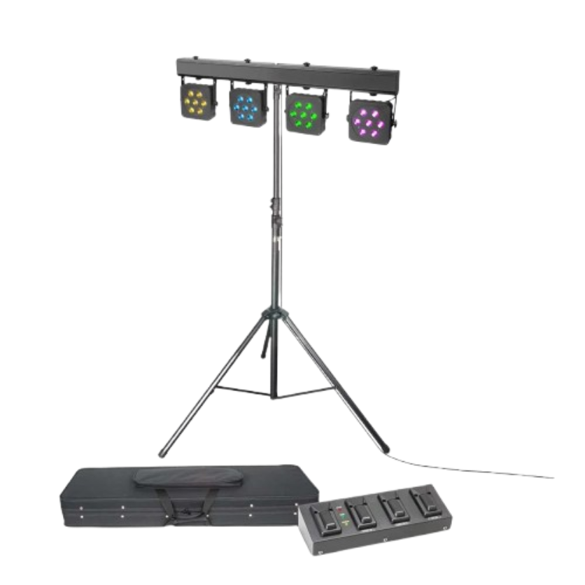 Stage lighting shown as a representative setup